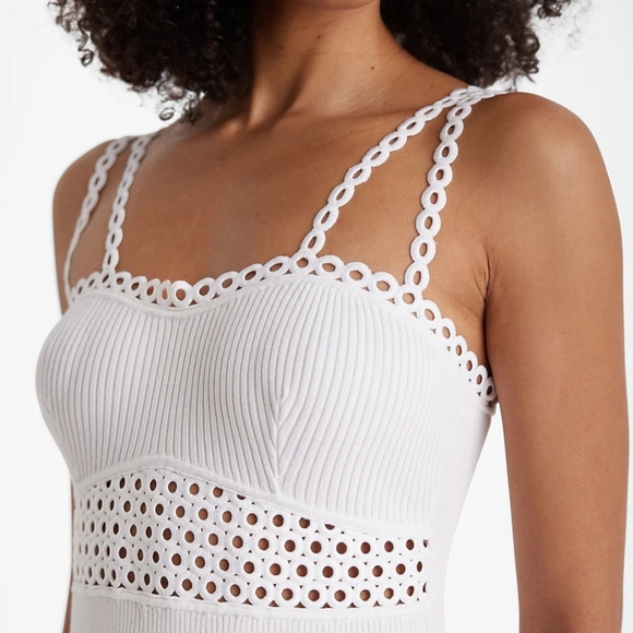 COPY - Express Ribbed Sleeveless Midi Fit and Flare Sweater Dress - Picture 2 of 3